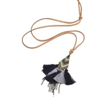 Deja Jewels Lederen Tassel Ketting voor Dames - Zwart