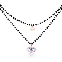 Cilla Jewels Dubbel Laags Ketting Kristal Kralen - Blue Eye Rosegoudkleurig