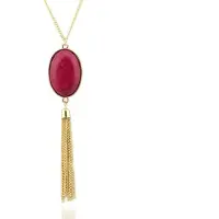 Deja Jewels Halsketting Ovale Natuursteen - Roze