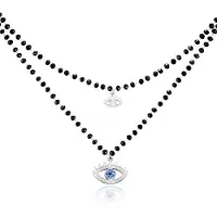Cilla Jewels Dubbel Laags Ketting Kristal Kralen - Blue Eye Silver