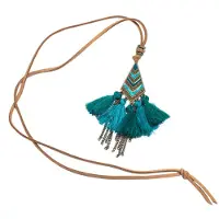 Deja Jewels Lederen Tassel Ketting voor Dames - Blauw