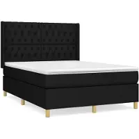 vidaXL Boxspring met matras stof zwart 140x200 cm