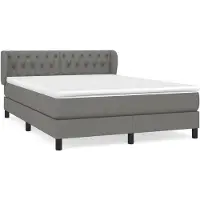 vidaXL Boxspring met matras stof donkergrijs 140x190 cm