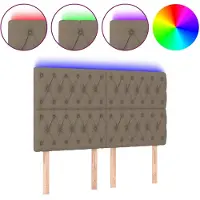 vidaXL Hoofdbord LED 144x7x118/128 cm stof taupe