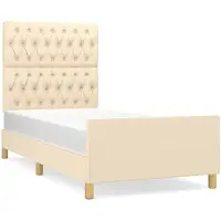 vidaXL Bedframe zonder matras 90x200 cm stof crèmekleurig