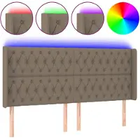 vidaXL Hoofdbord LED 183x16x118/128 cm stof taupe