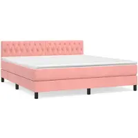 vidaXL Boxspring met matras fluweel roze 180x200 cm