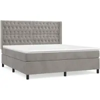 vidaXL Boxspring met matras fluweel lichtgrijs 180x200 cm