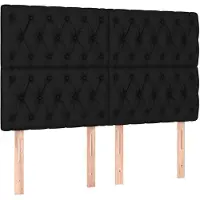vidaXL Hoofdbord zwart 144x7x118/128 cm stof