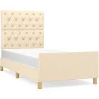 vidaXL Bedframe zonder matras 80x200 cm stof crèmekleurig
