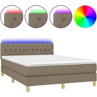 vidaXL Boxspringbed met matras en LED-verlichting, taupekleurig, 140x200 cm, gestoffeerd