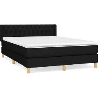 vidaXL Boxspring met matras stof zwart 140x190 cm