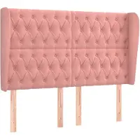 vidaXL Hoofdbord met randen 163x23x118/128 cm fluweel roze