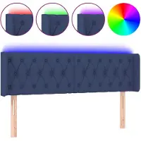 vidaXL Hoofdbord LED 147x16x78/88 cm stof blauw