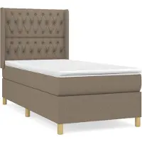 vidaXL Boxspring met matras stof taupe 100x200 cm
