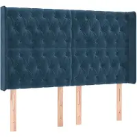 vidaXL Hoofdbord met randen 163x16x118/128 cm fluweel donkerblauw