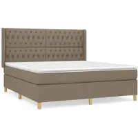 vidaXL Boxspring met matras stof taupe 180x200 cm