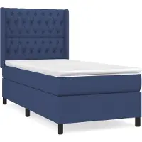 vidaXL Boxspring met matras stof blauw 90x200 cm