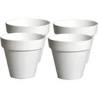 Mega Collections Plantenpot/bloempot - 4x - kunststof - wit - D20 x H17 cm - Plantenpotten