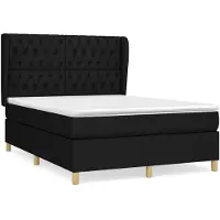 vidaXL Boxspring met matras stof zwart 140x200 cm