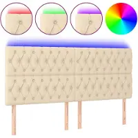vidaXL Hoofdbord LED 180x7x118/128 cm stof crèmekleurig