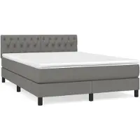 vidaXL Boxspring met matras stof donkergrijs 140x190 cm