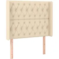 vidaXL Hoofdbord met randen 103x16x118/128 cm stof crèmekleurig