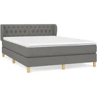 vidaXL Boxspring met matras stof donkergrijs 140x190 cm