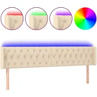 vidaXL Hoofdbord LED 203x16x78/88 cm stof crèmekleurig