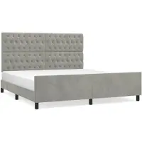 vidaXL Bedframe met hoofdeinde fluweel lichtgrijs 180x200 cm