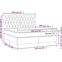 vidaXL Boxspring met matras stof taupe 160x200 cm