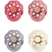 BIBS Boheme Fopspeen set 4 stuks Coral,Dusty Pink,Dusky Lilac en Ivory 6-18 maanden maat 2