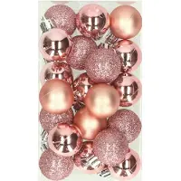 Cosy & Trendy 20x stuks kleine kunststof kerstballen roze 3 cm mat/glans/glitter - Kerstbal