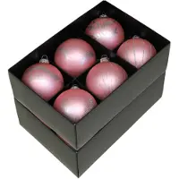 Othmar decorations kerstballen - gedecoreerd - 12x - 8 cm - roze - Kerstbal