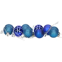 Gerimport 16x stuks kerstballen blauw mix van mat/glans/glitter kunststof 3 cm - Kerstbal