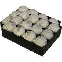 Othmar decorations 24x Luxe glazen sneeuwvlokken/sterren kerstballen wit 7,5 cm - Kerstbal