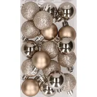 Cosy & Trendy 20x stuks kunststof kerstballen parel champagne 3 cm mat/glans/glitter - Kerstbal