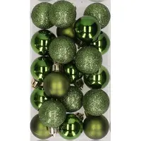 Cosy & Trendy 20x stuks kunststof kerstballen dennengroen 3 cm mat/glans/glitter - Kerstbal