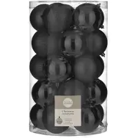 House of Seasons 50x stuks kunststof kerstballen zwart 8 cm - Kerstbal