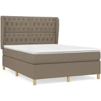 vidaXL Boxspring met matras stof taupe 140x190 cm