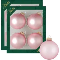 Merkloos 8x stuks glazen kerstballen 7 cm chic mat roze - Kerstbal