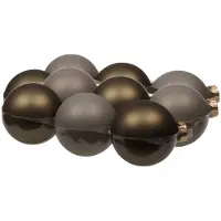 Othmar decorations 12x stuks glazen kerstballen eucalyptus grijs/bruin 8 cm mat/glans - Kerstbal