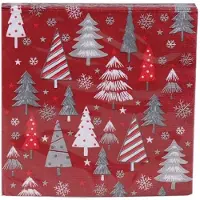 Gerimport Kerst tafel servetten 40x stuks van 33 x 33 cm - Kerstbomen print - Feestservetten