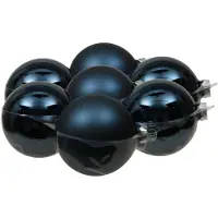 Othmar decorations 8x stuks glazen kerstballen donkerblauw 10 cm mat/glans - Kerstbal