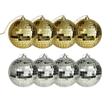 Othmar decorations Kerstballen disco - 8x st - goud en zilver - 8 cm - kunststof - Kerstbal