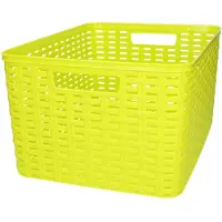 Forte Plastics Plasticforte Opbergmand - Kastmand - rotan kunststof - limegroen - 18 Liter - 29 x 39 x 20 cm - Opbergmanden