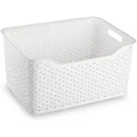 Forte Plastics Plasticforte opbergmand/kastmandje - 18 liter - ivoor wit - kunststof - 29 x 39 x 19 cm - Opbergmanden