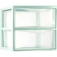 Forte Plastics Plasticforte Ladeblokje/bureau organizer 2x lades - transparant/mintgroen - L26 x B36 x H25 cm - Ladeblok