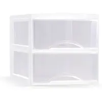 Forte Plastics Plasticforte Ladeblokje/bureau organizer 2x lades - transparant/wit - L26 x B36 x H25 cm - Ladeblok