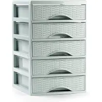 Forte Plastics PlasticForte Ladeblokje - bureau organizer met 5x lades - mintgroen - L18xB21xH28 cm - Ladeblok